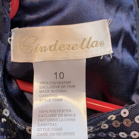 Navy Sequin Chiffon Floral Dress Size 10 - Picture 5 of 6